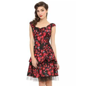 💙💖 Hearts & Roses UK Black Rose Corset Gothic Vintage Pinup Dress